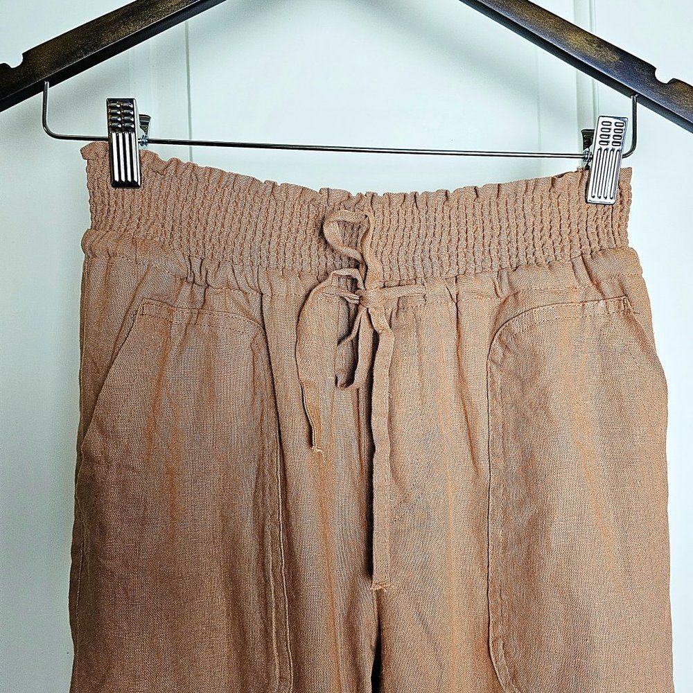 LOVE TREE Women's Linen Blend Jogger Pants Smocked Waist Summer Beachy Size M - Picture 4 of 12